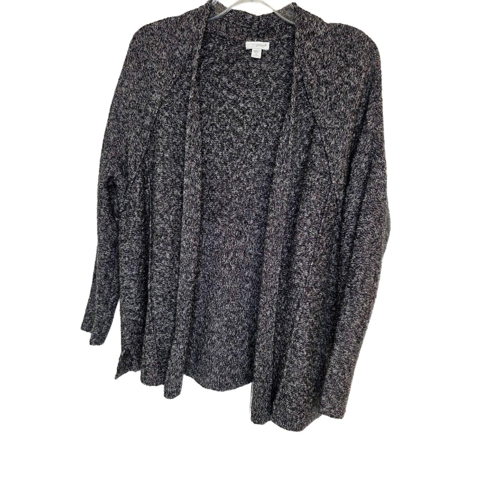 Pure Jill Open-Front Marled Knit Cardigan Sweater - Charcoal, Petite Small